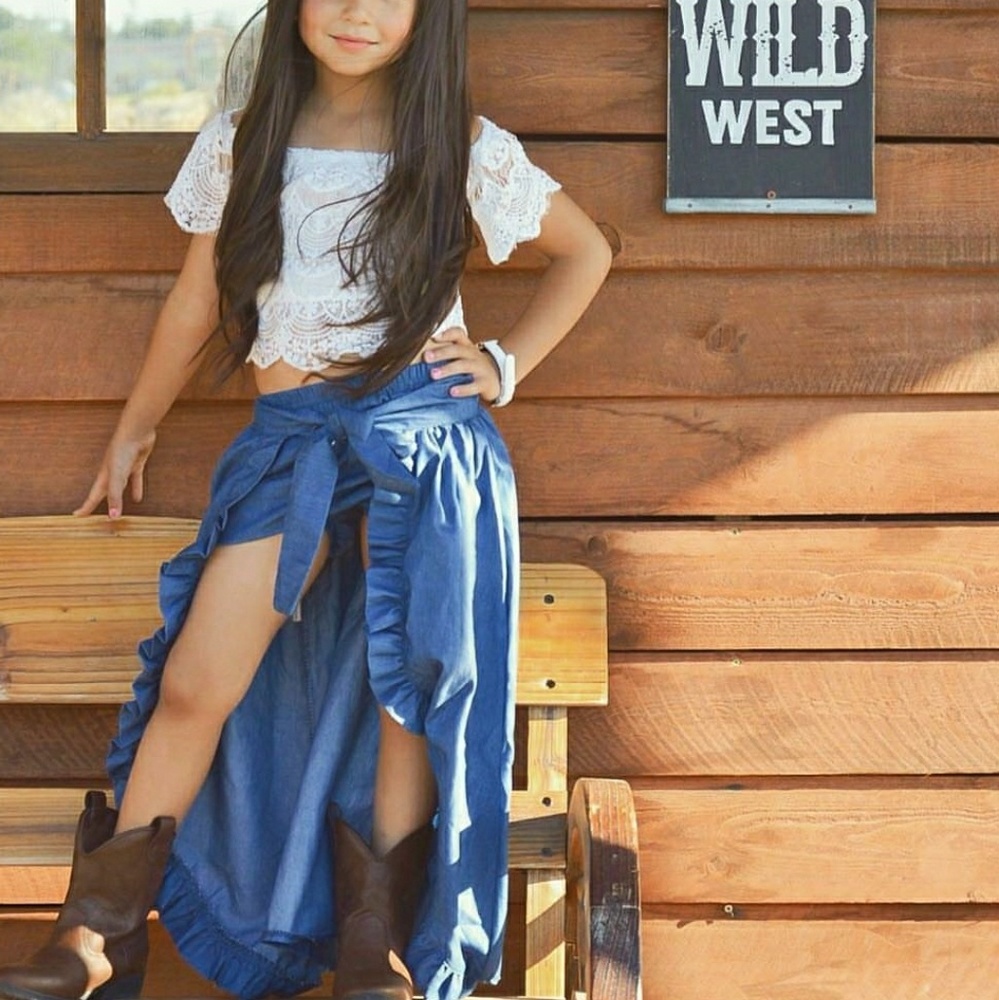 Boutique 2 Piece Set Lace Denim Fashion Set